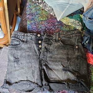 Old Navy High-Waist Distressed Black Denim Shorts